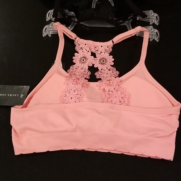 💕LAURA ASHLEY💕 Lace Back Bralettes (2 Pack) Pink & Black Small S NWT - Picture 4 of 12